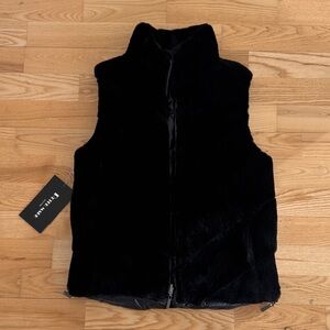 Reversible Black Faux Fur Vest small